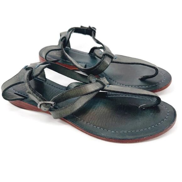 Frye Taylor Sandals Leather Thong Blue/Green Women’s 8.5 Bohemian - Picture 1 of 9